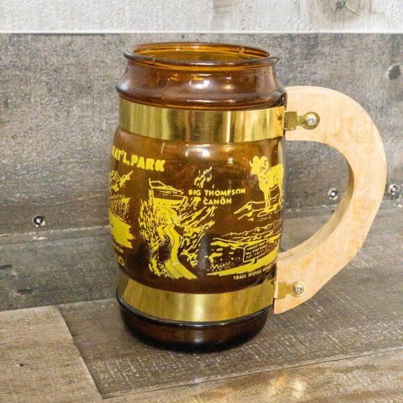 VINTAGE MINI BARREL COFFEE MUG RETRO ROCKY MTN NATIONAL PARK CUP RETRO DRINKWARE - Picture 2 of 6